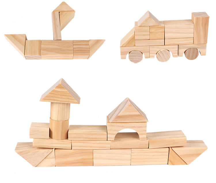 Eco-Friendly Wooden Toy Set: 100 Pine Building Blocks