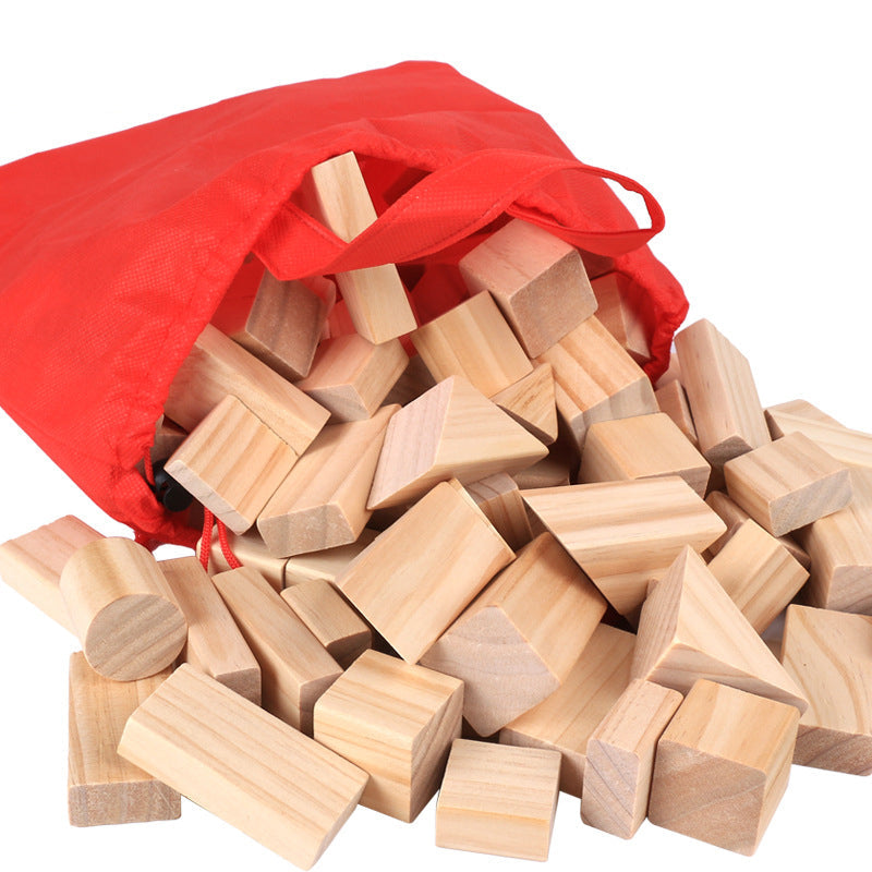 Eco-Friendly Wooden Toy Set: 100 Pine Building Blocks