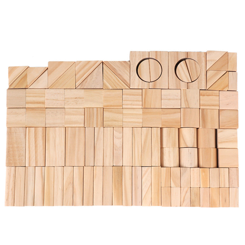 Eco-Friendly Wooden Toy Set: 100 Pine Building Blocks