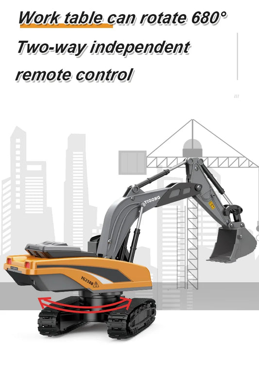 RC Alloy Dump Truck Car and Excavator Remote Control Car Toys for Boys Children's Gifts