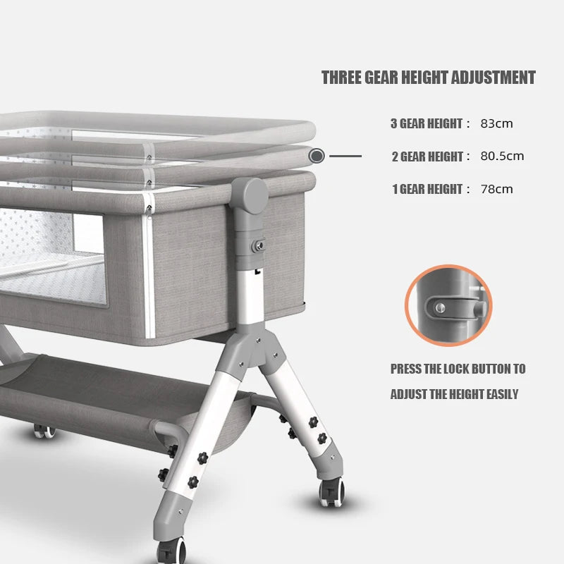 crib baby portable foldable BB cot multi-functional mobile cradle splice bed crib foldable adjustable can be used as a bassinet