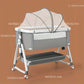 Foldable, Movable Baby, Multifunctional, Adjustable Height, Baby Crib | Pink Grey