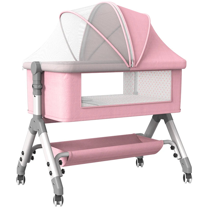 crib baby portable foldable BB cot multi-functional mobile cradle splice bed crib foldable adjustable can be used as a bassinet