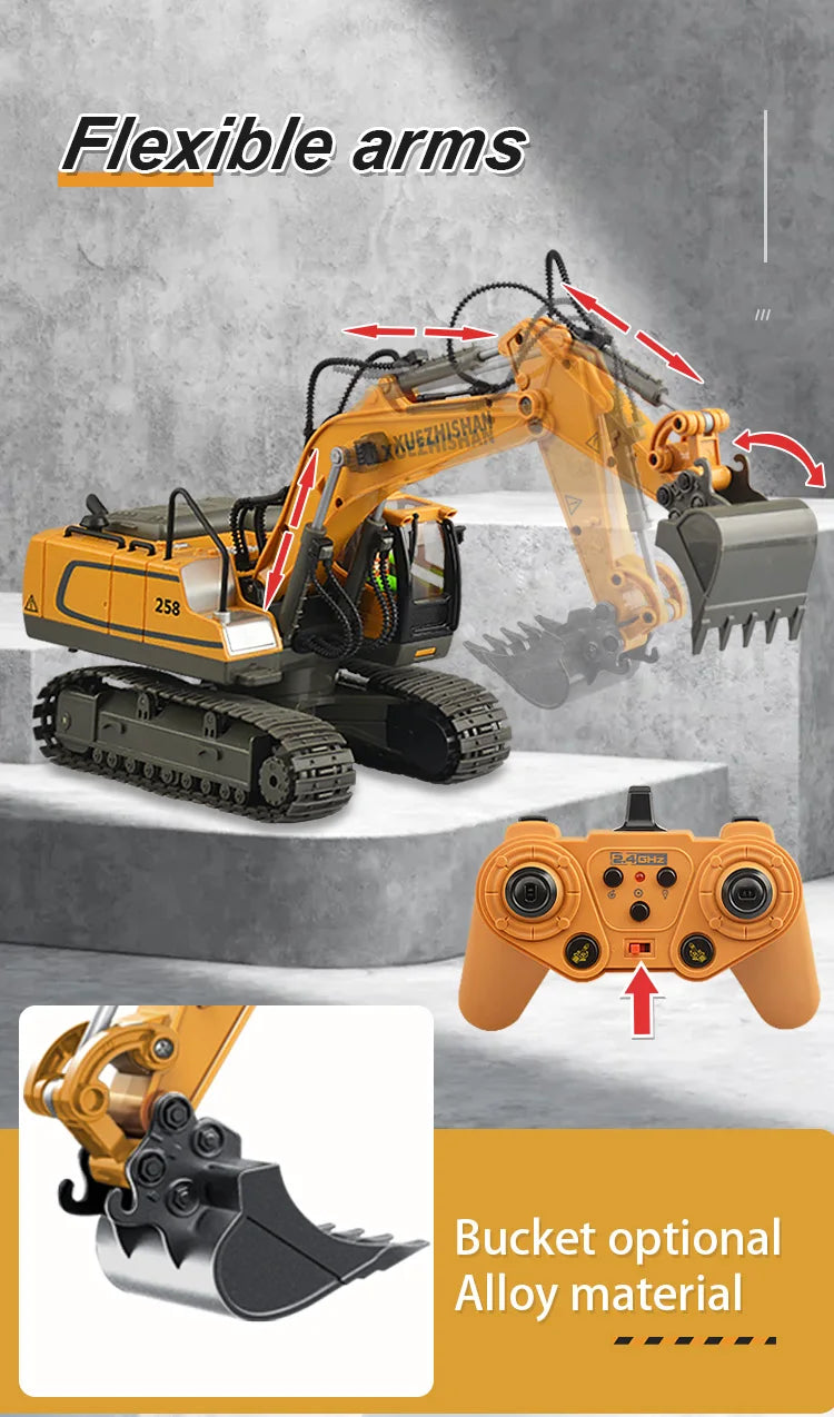 RC Alloy Dump Truck Car and Excavator Remote Control Car Toys for Boys Children's Gifts