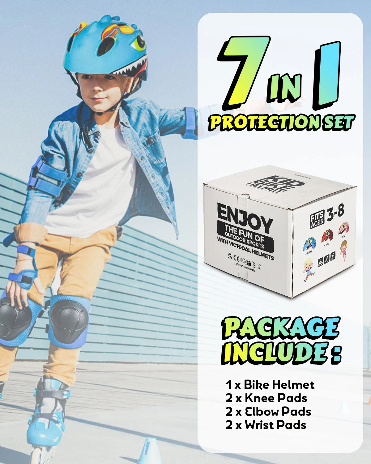 Kids Bicycle Helmet Child Sports Safety Cycling Protection Knee Elbow Pad Sets Balance Bike Roller Skating Helmet Guard