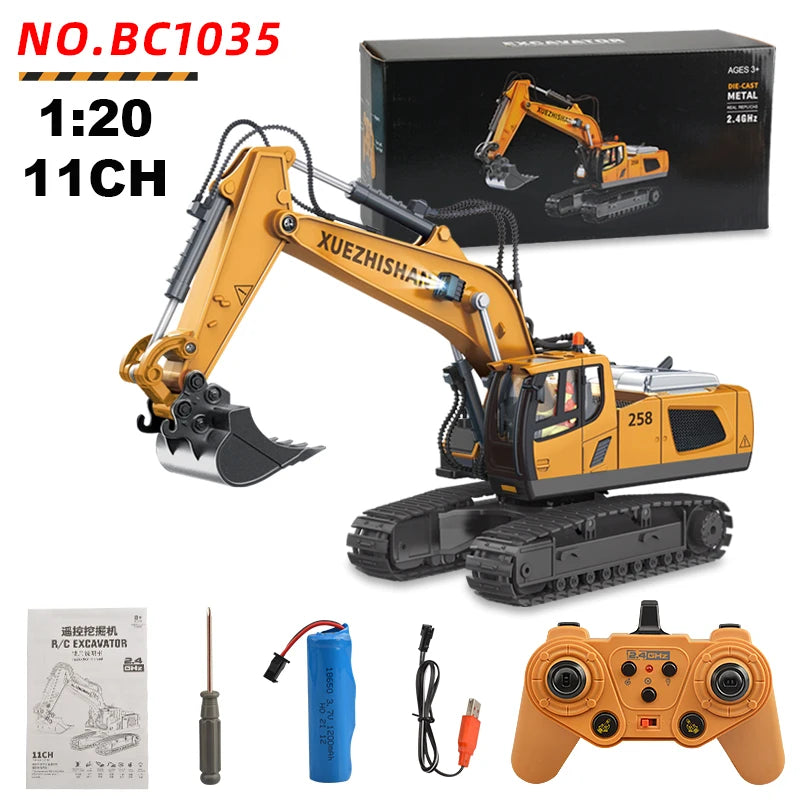 RC Alloy Dump Truck Car and Excavator Remote Control Car Toys for Boys Children's Gifts