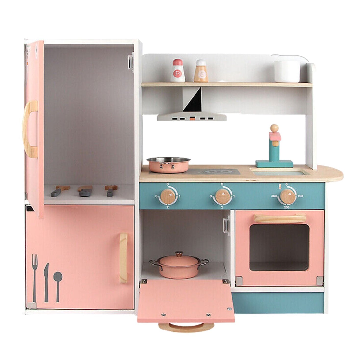 EKKIO Wooden Kitchen Playset for Kids (Refrigerator Kitchen Set) EK-KP-105-MS