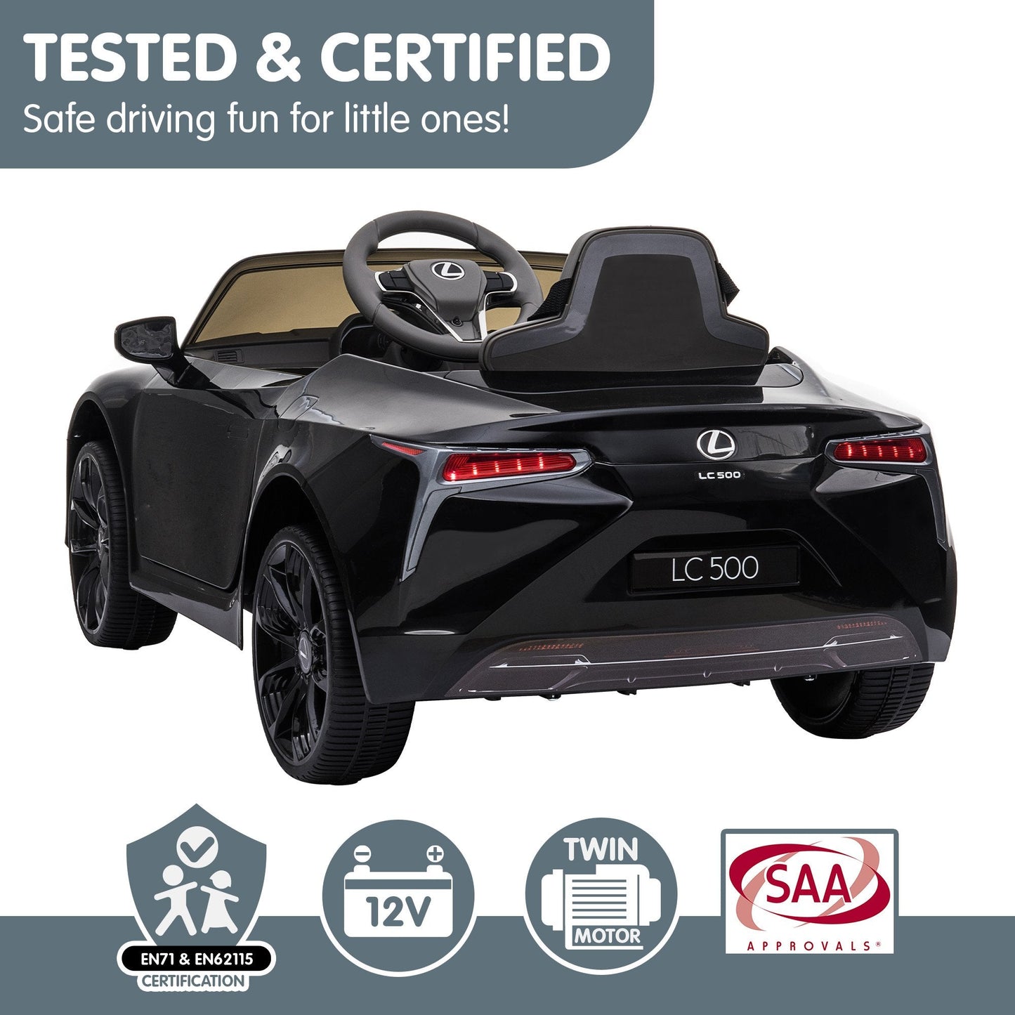 Kahuna Licensed Lexus LC 500 Kids Electric Ride On Car - Black