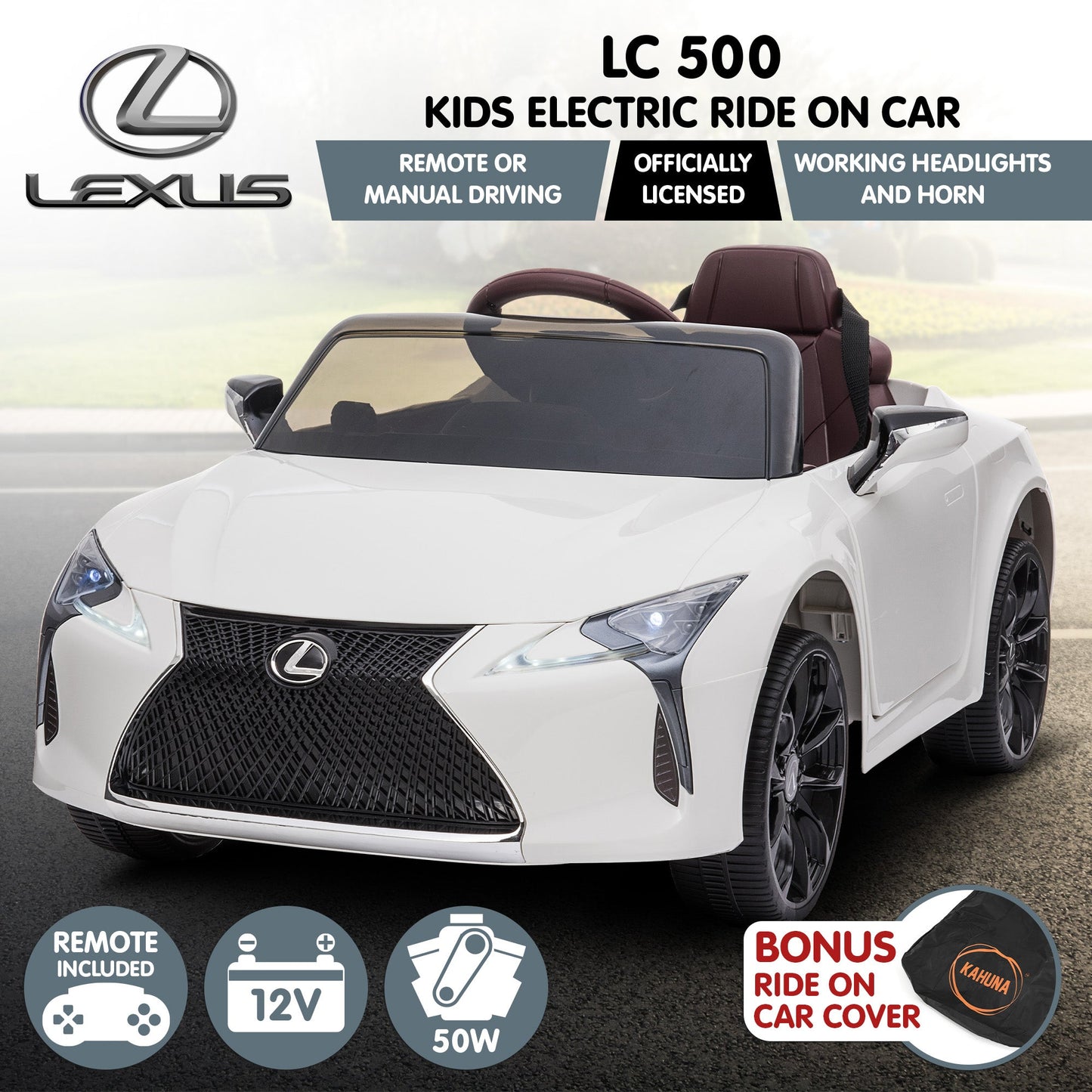 Kahuna Licensed Lexus Lc 500 Kids Electric Ride On Car - White