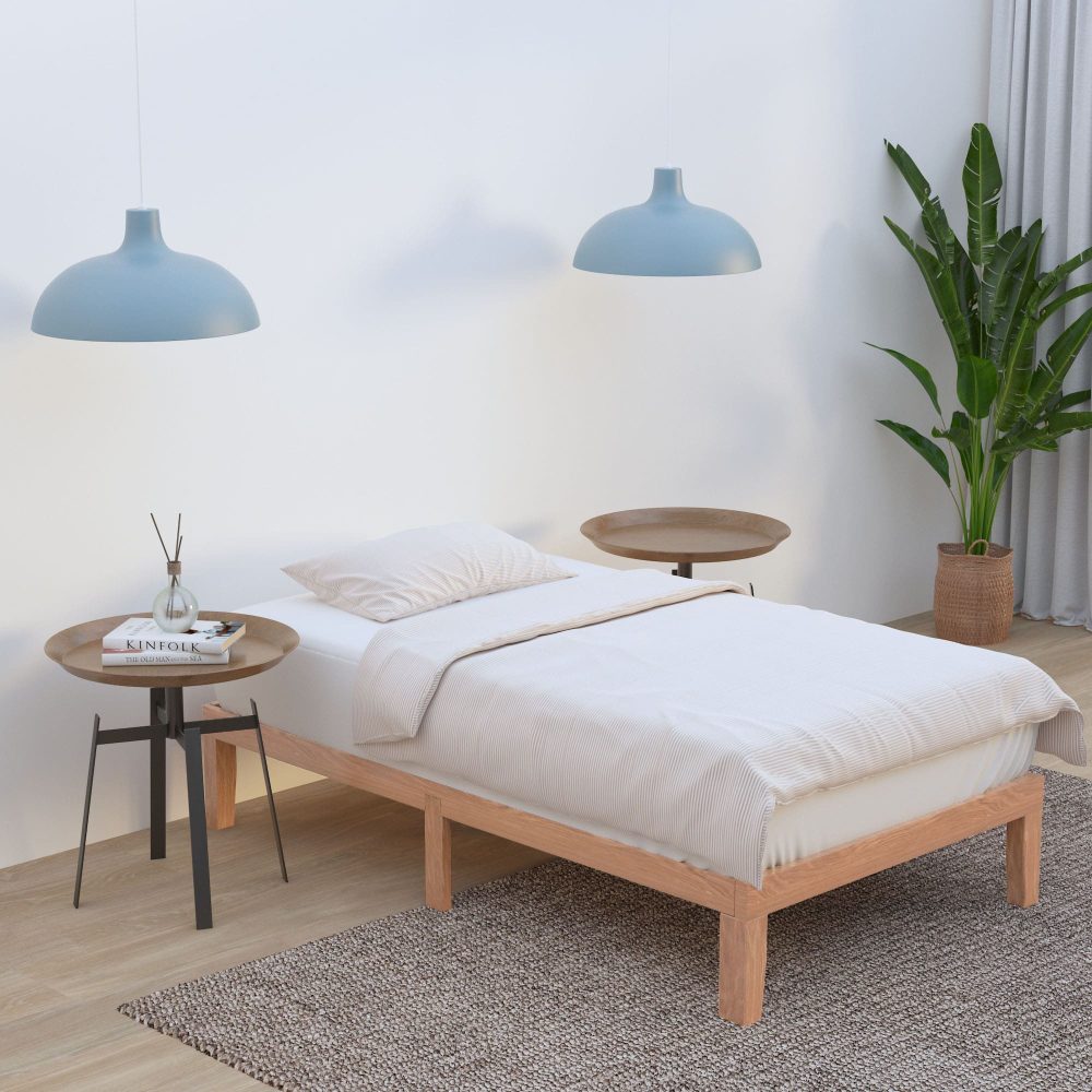 Single Size Warm Wooden Natural Bed Base Frame – Single